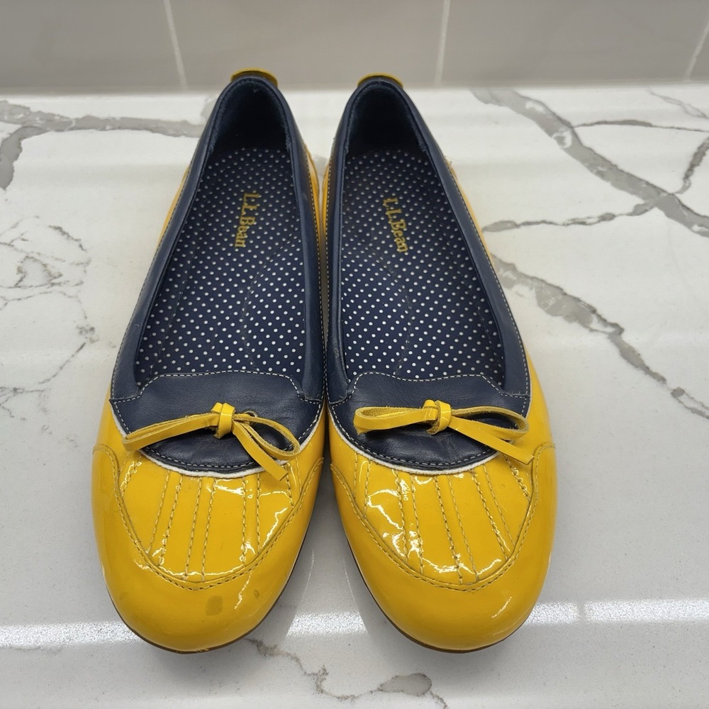 L.L. Bean Women's Yellow Leather Rain Duck Boot Shoes Cute Size 7 Bows